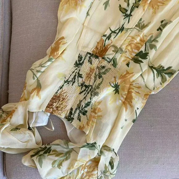 Reformation Gloria Midi Dress Size 2 Honeyglow Yellow Floral - Picture 8 of 13